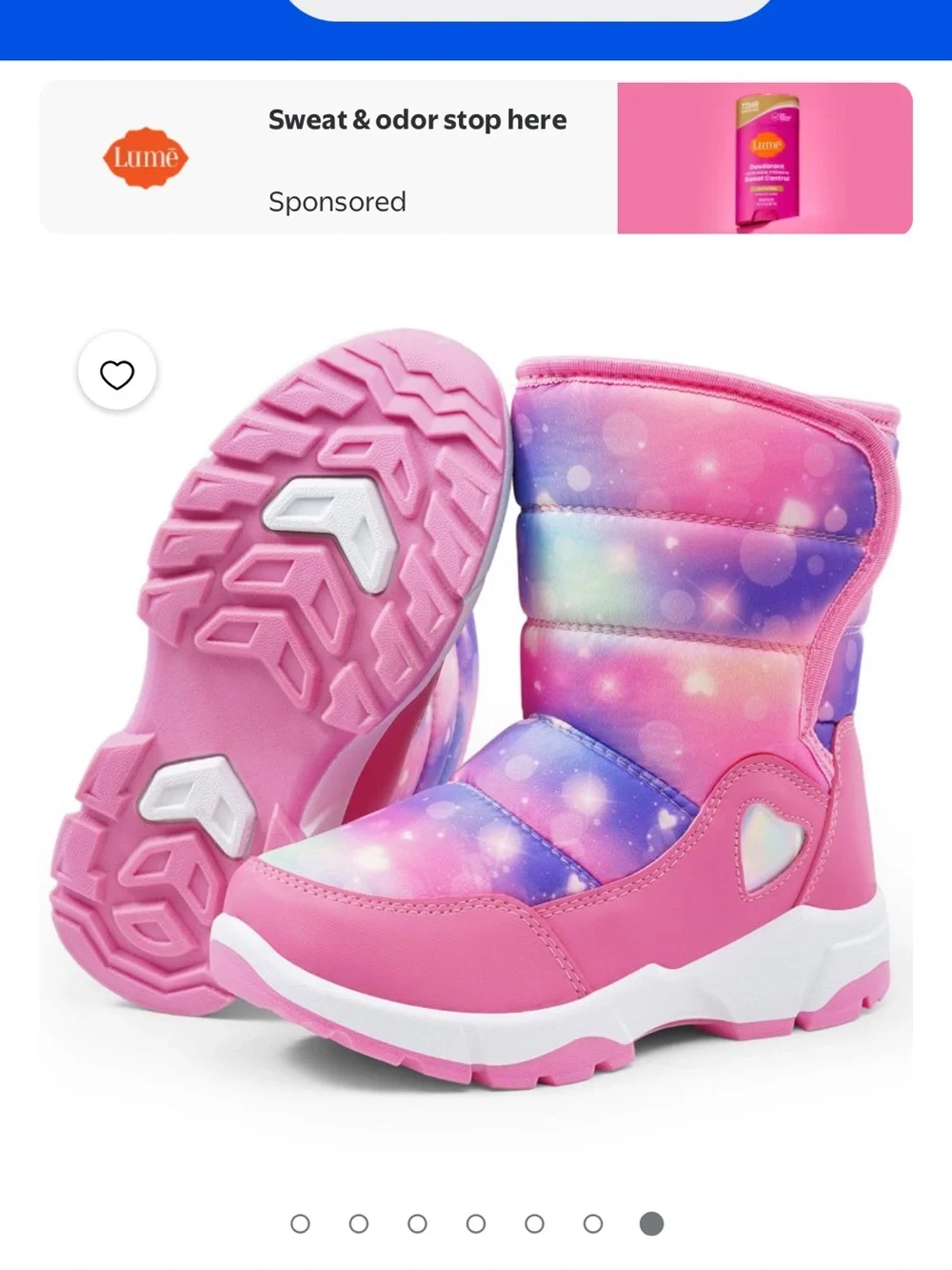 Kids Pink Galaxy Winter Boots